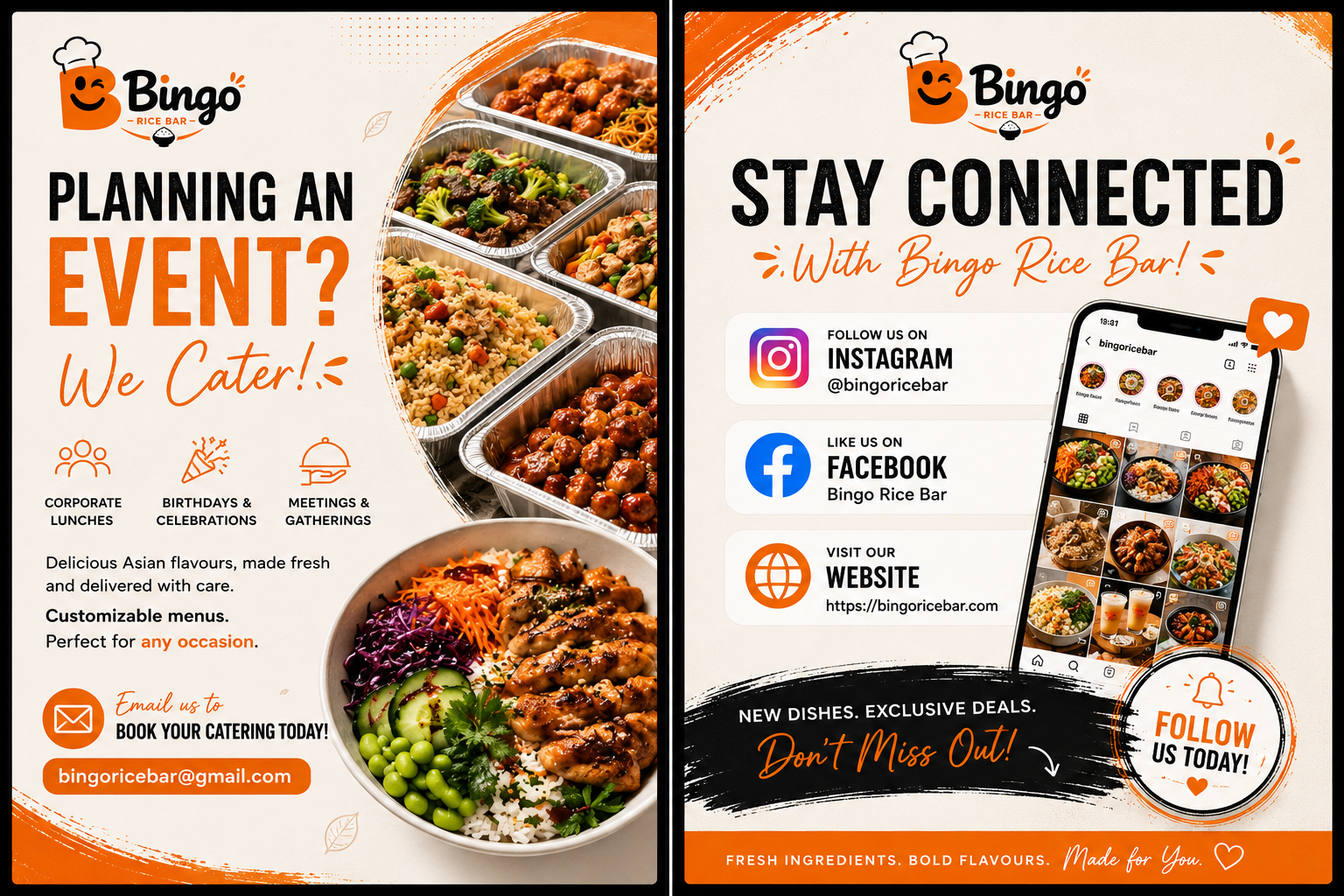 Bingo Rice Bar catering and social media graphics