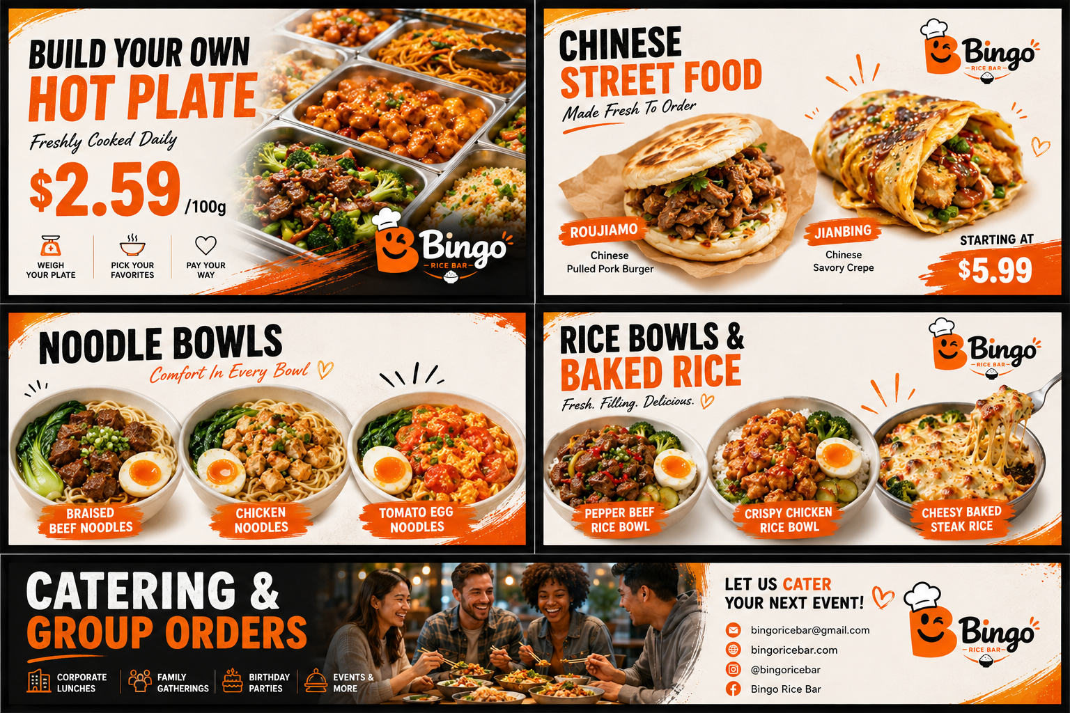 Bingo Rice Bar menu board
