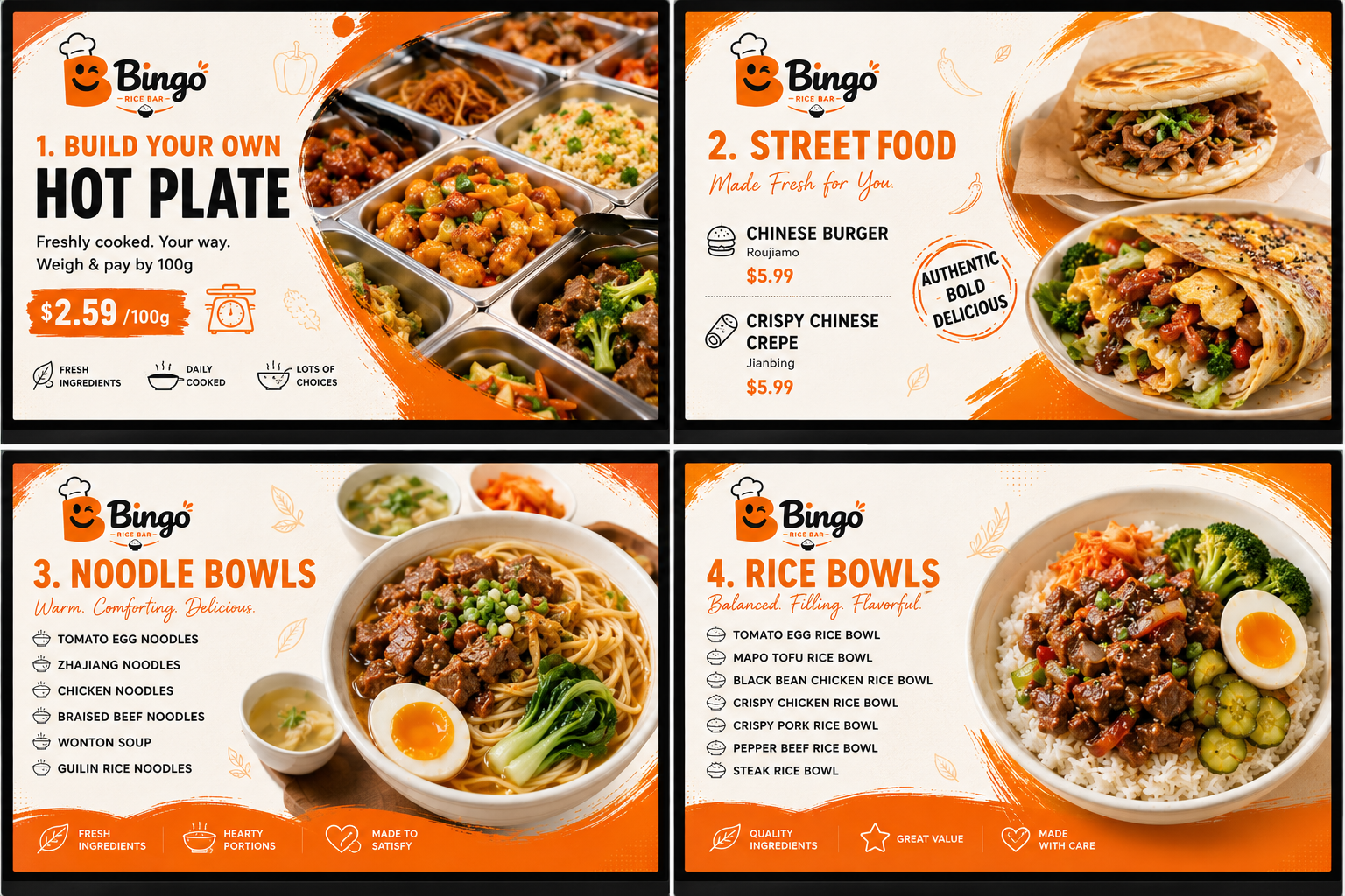 Bingo Rice Bar menu overview